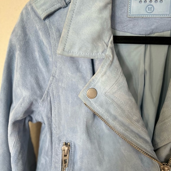 BlankNYC Genuine Suede Moto Jacket - Size Medium - Light Blue - Picture 13 of 17